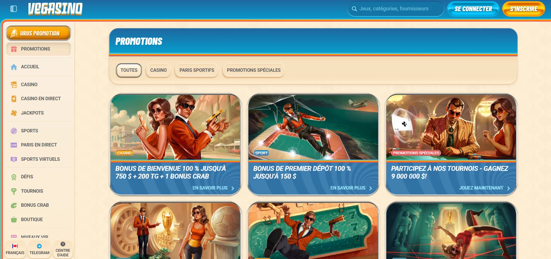 Vegasino Casino : bonus et code promo