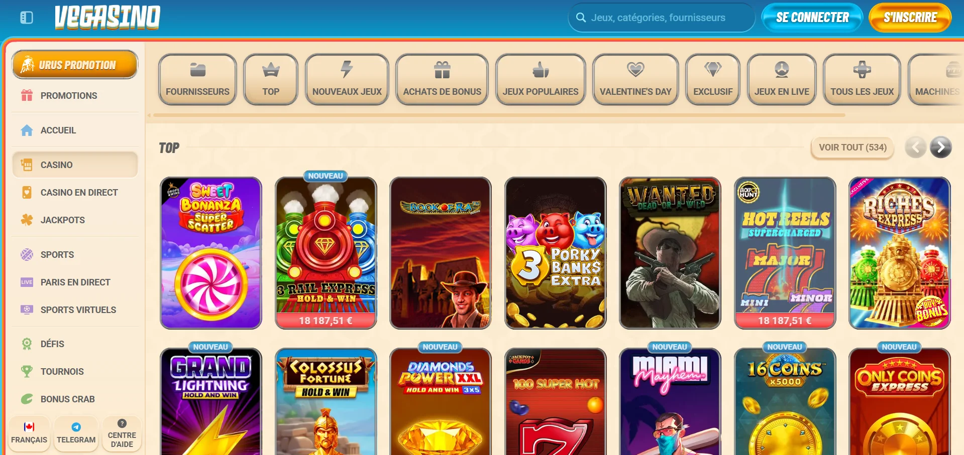 Vegasino casino jeux